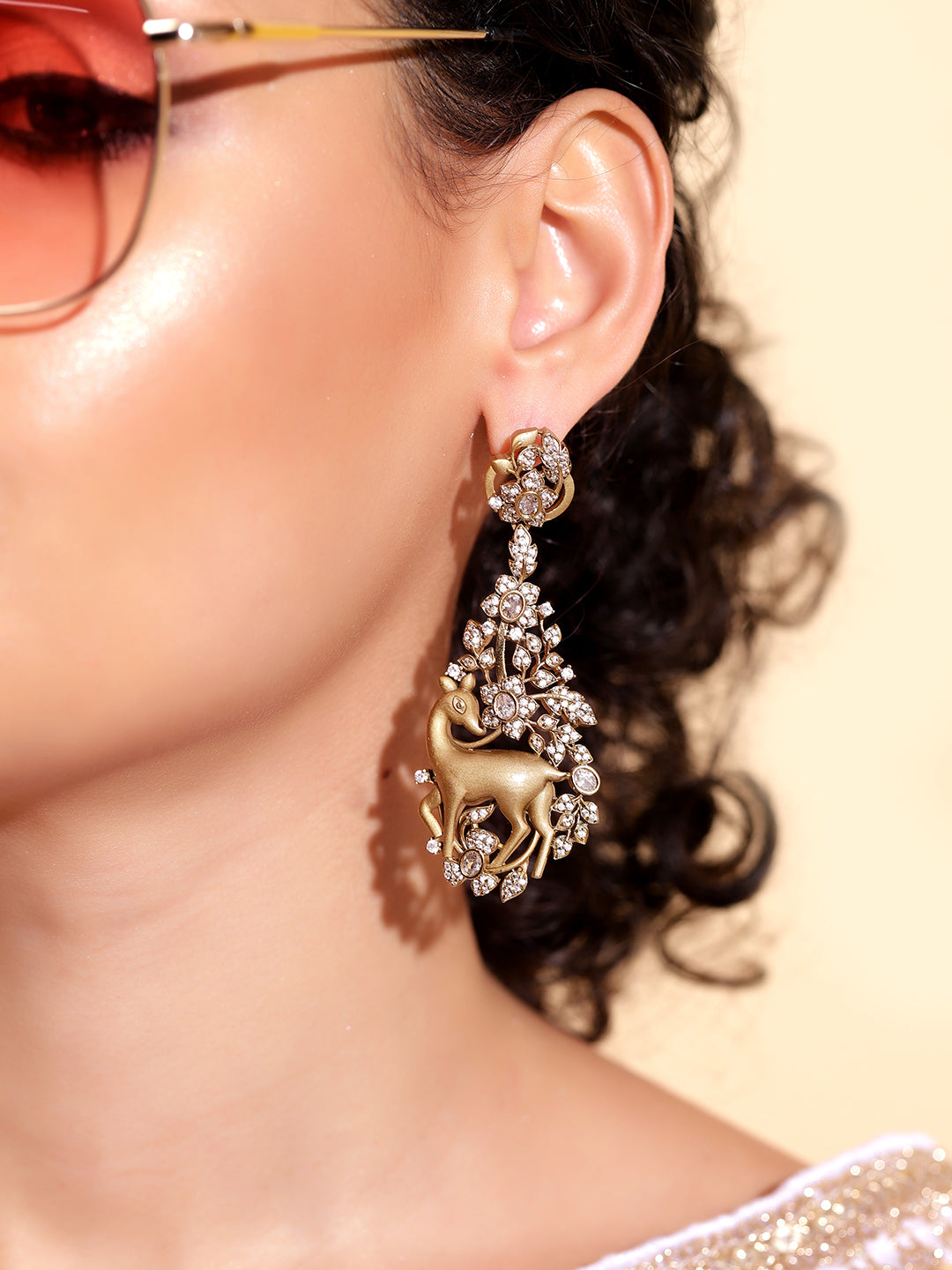 Ishin White  Colour Gold Plated AD Drop Earring