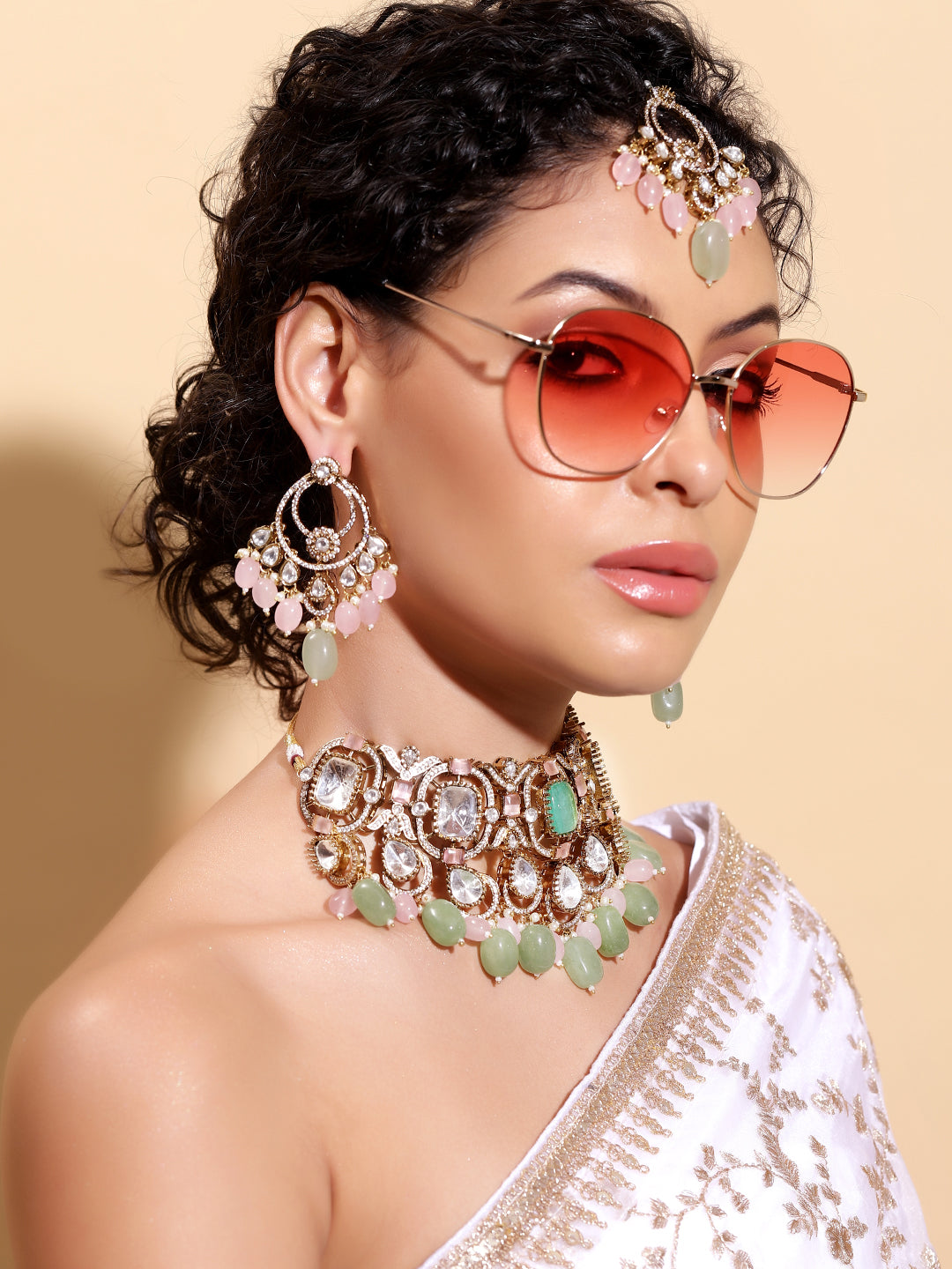 Ishin Multi  Colour Gold Plated Jewellery Set