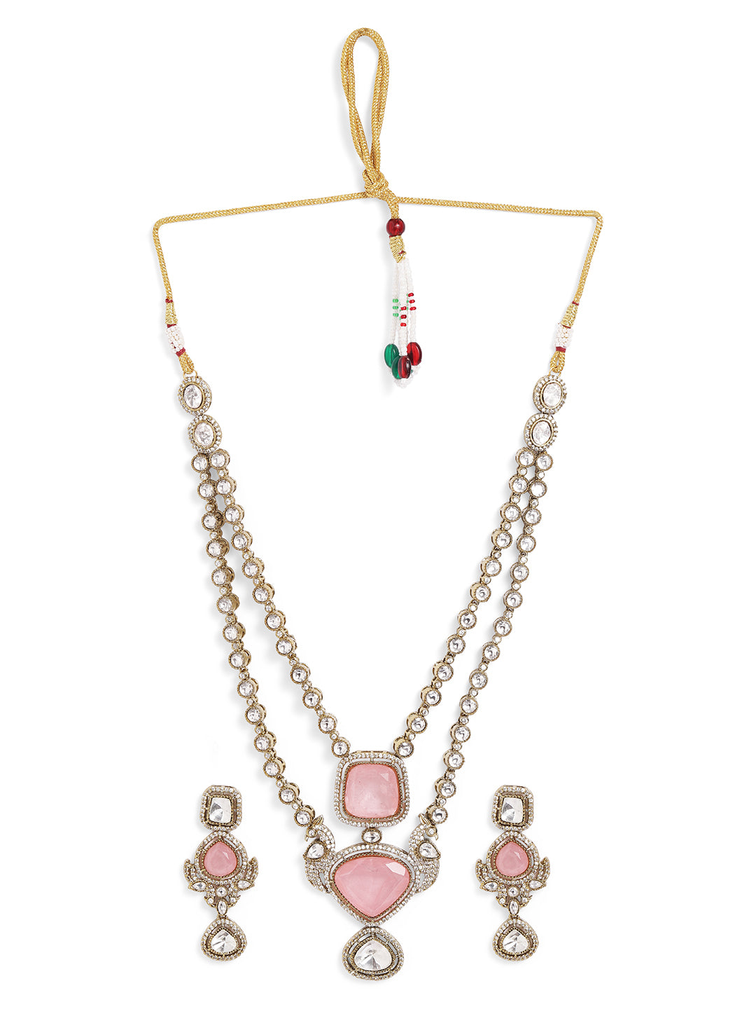 Ishin Pink  Colour Gold Plated Jewellery set