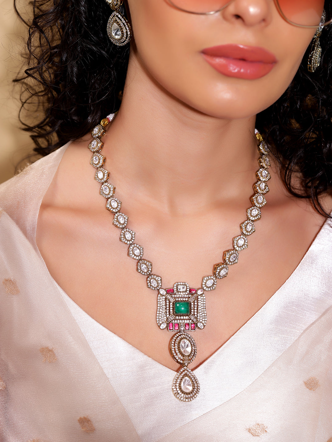 Ishin green  Colour Gold Plated Jewellery set