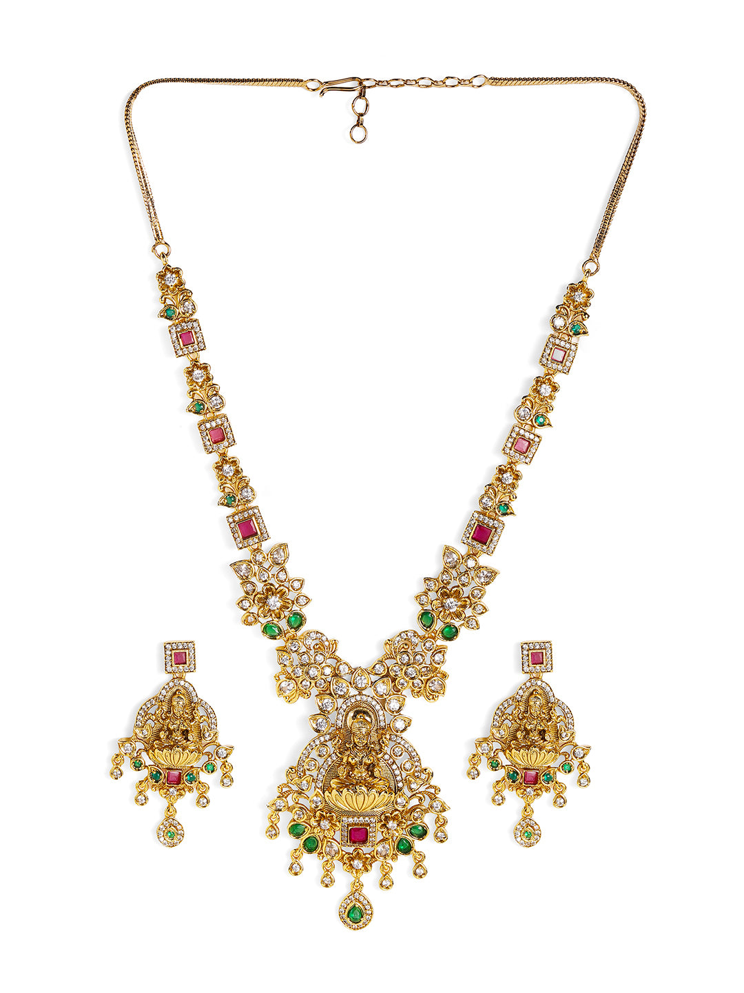 Ishin Twin Peacocks Elegance Floral Design Choker Necklace and Drop Earrings Jewellery Set