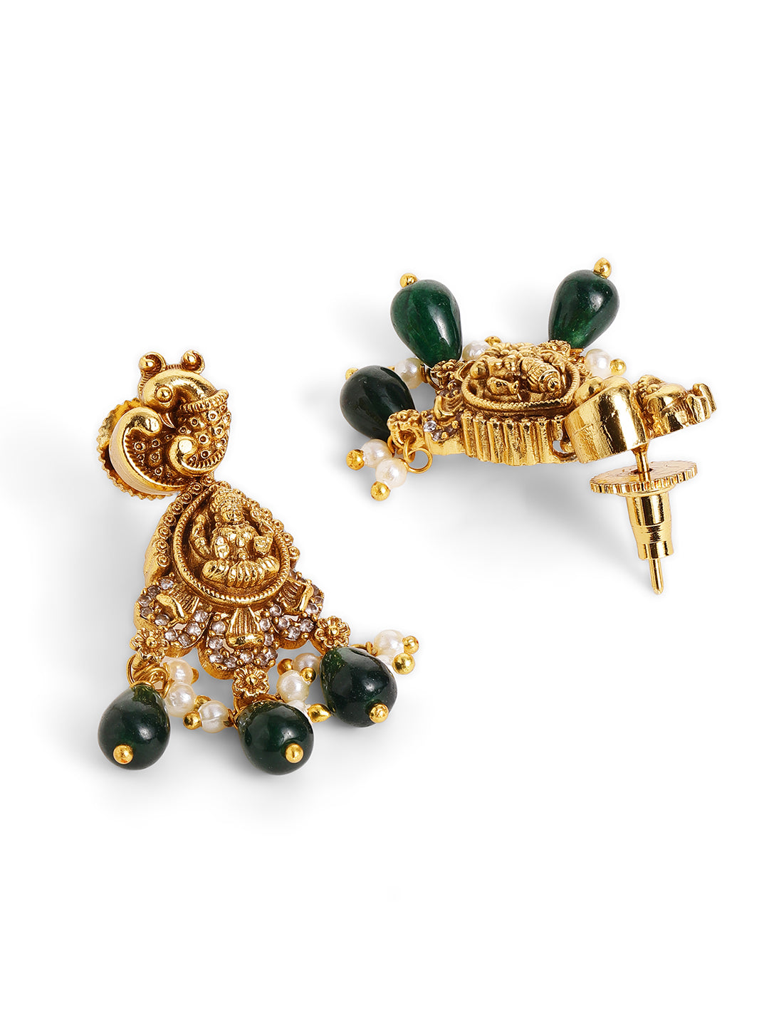 Ishin Twin Elephants Goddess Elegance Gold Plated Necklace Earrings Jewellery Set