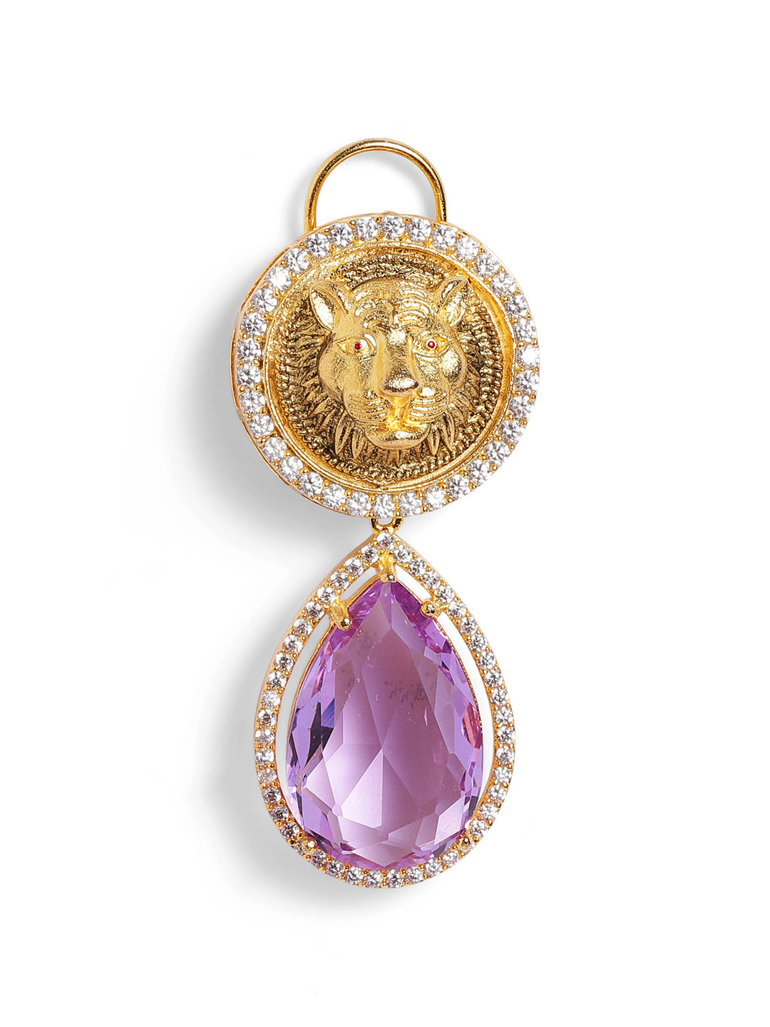 Ishin Purple  Colour Gold Plated AD Drop Earring
