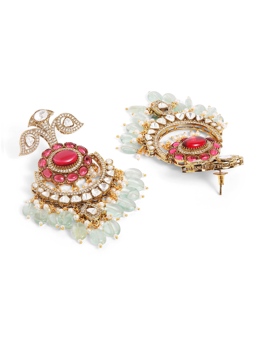 Ishin Multi  Colour Gold Plated Chandbali Earring