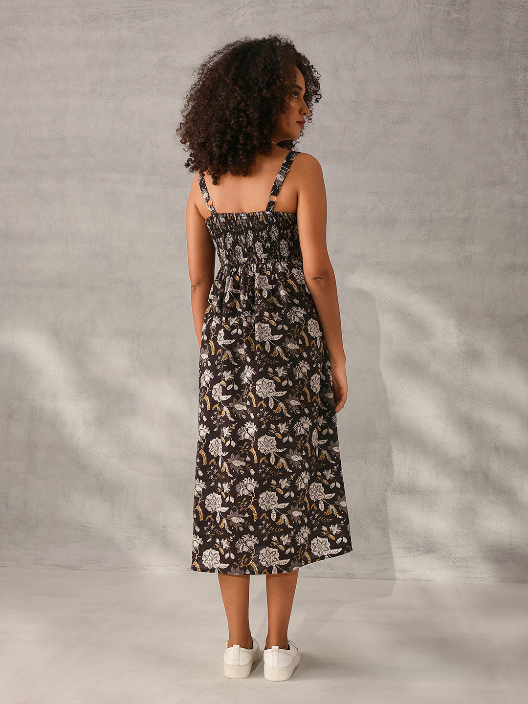 Graceful Black cotton Printed Regular Fit Dress