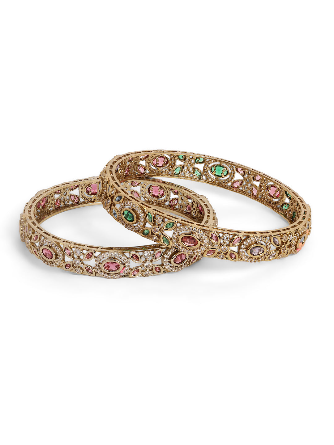 Ishin Multi Colour Gold Plated American Diamond Bangle