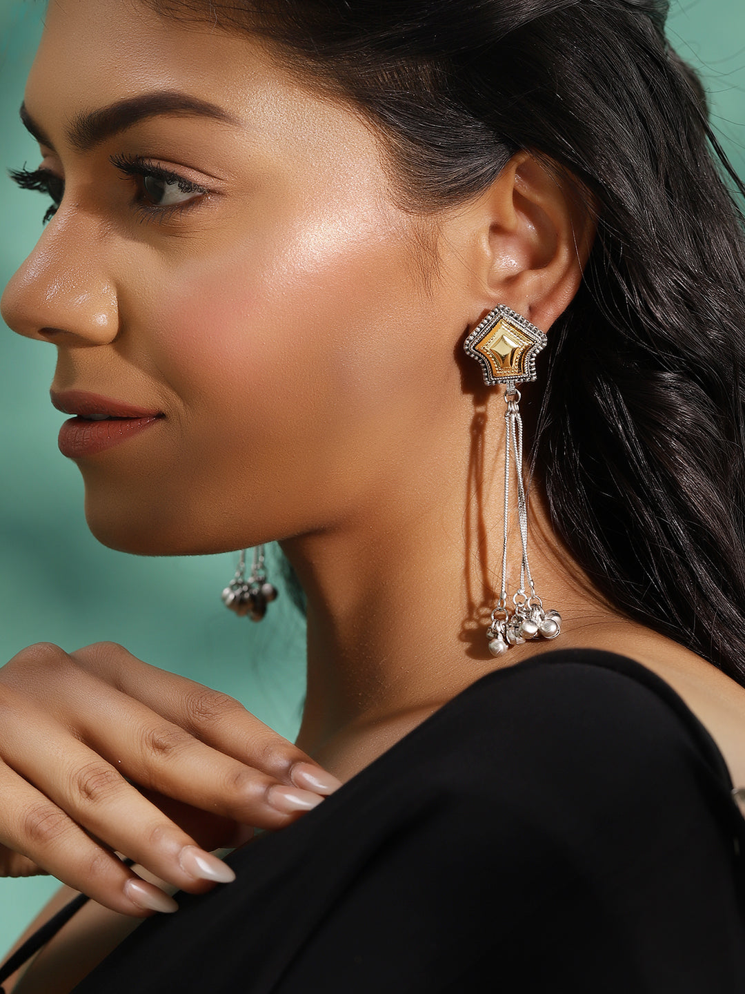 Ishin Silver Colour Silver Plated Drop Earring
