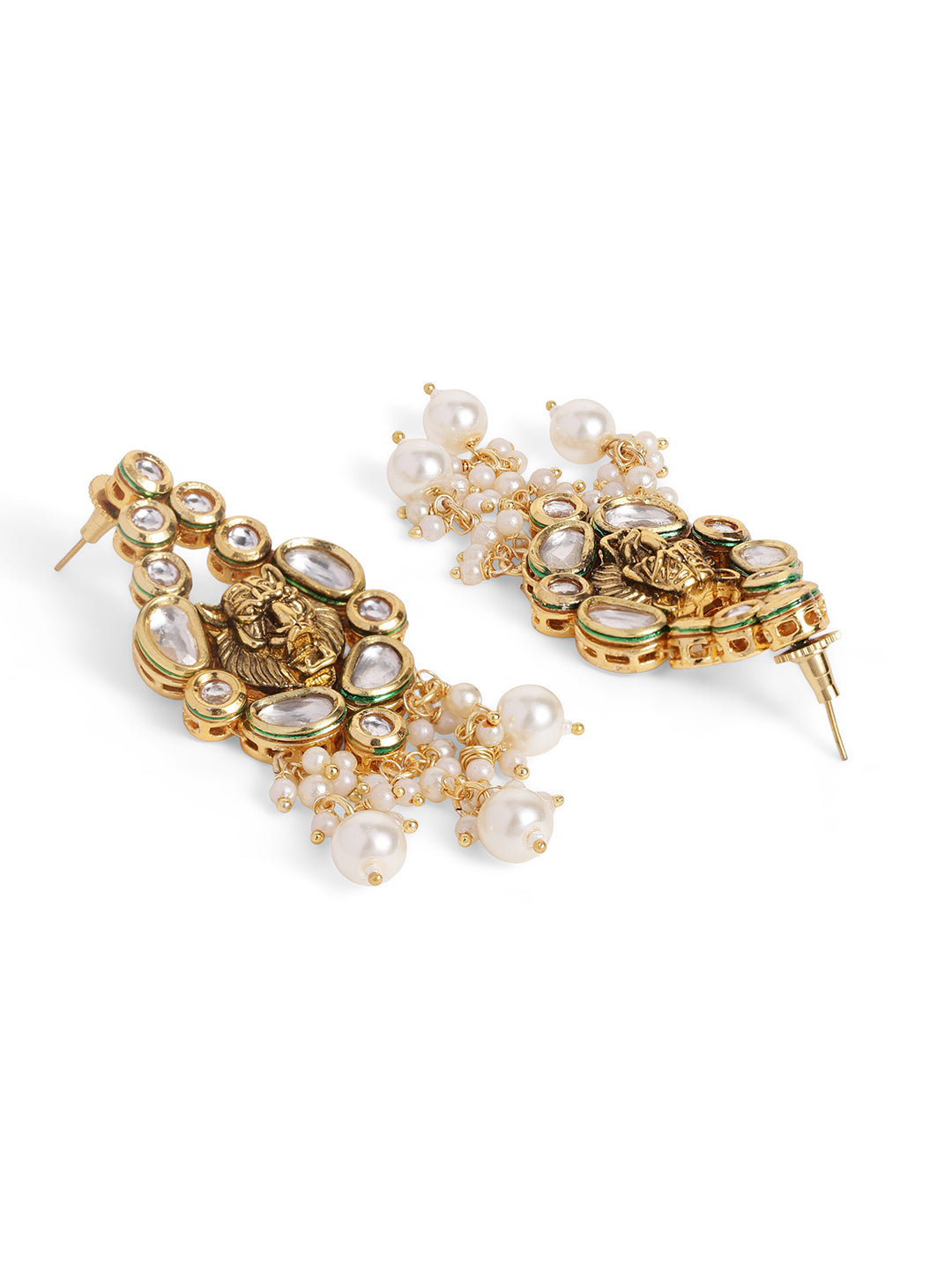 Ishin White Colour Gold plated Kundan with pearl Jewellery set
