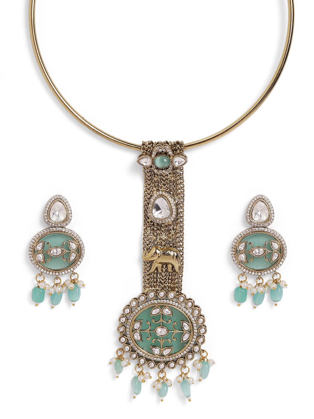 Ishin green  Colour Gold Plated Jewellery set