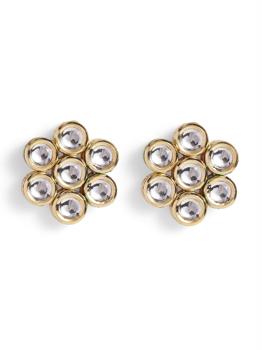 Ishin White Colour Gold plated Kundan Studs Earring