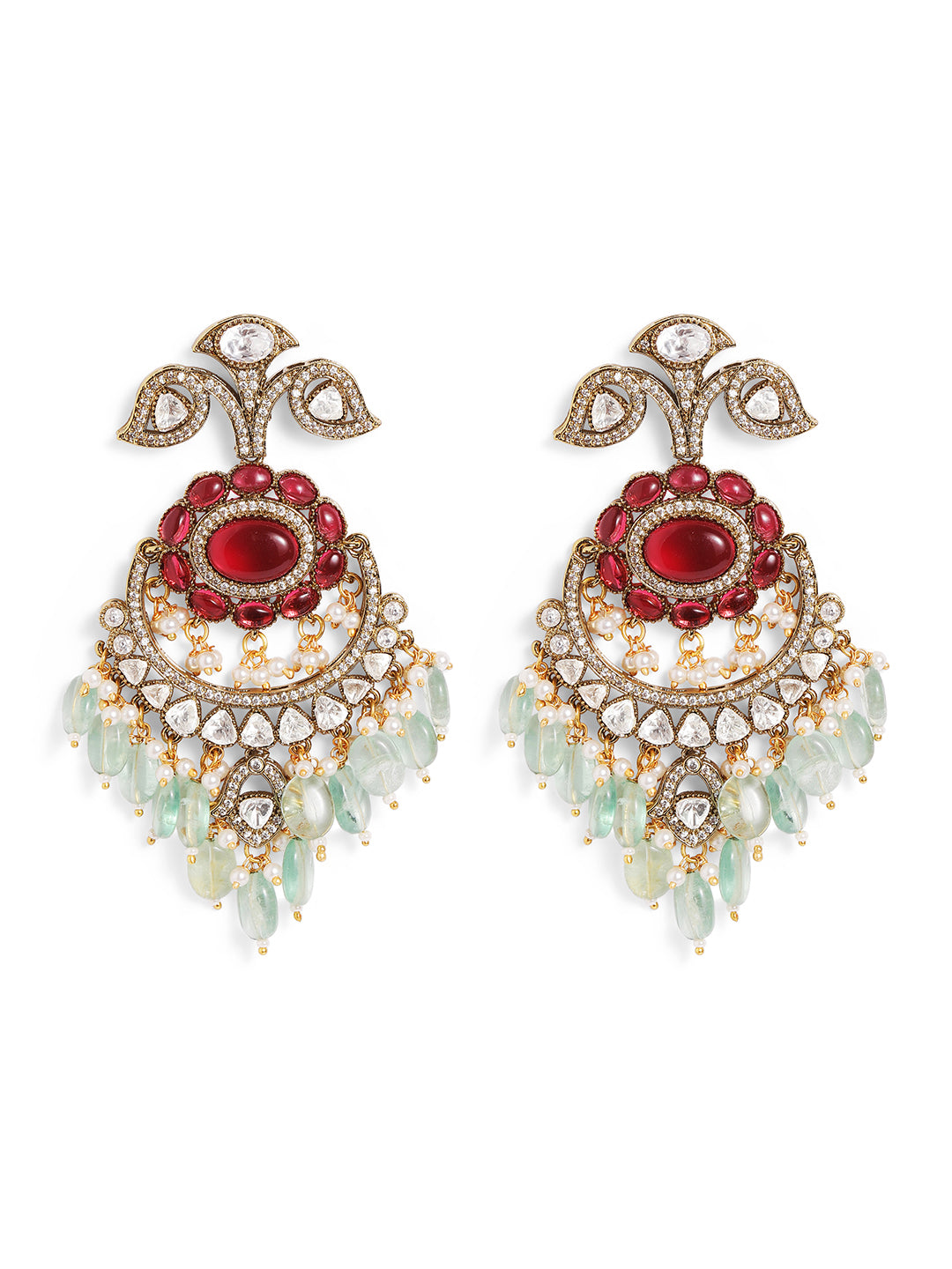 Ishin Multi  Colour Gold Plated Chandbali Earring
