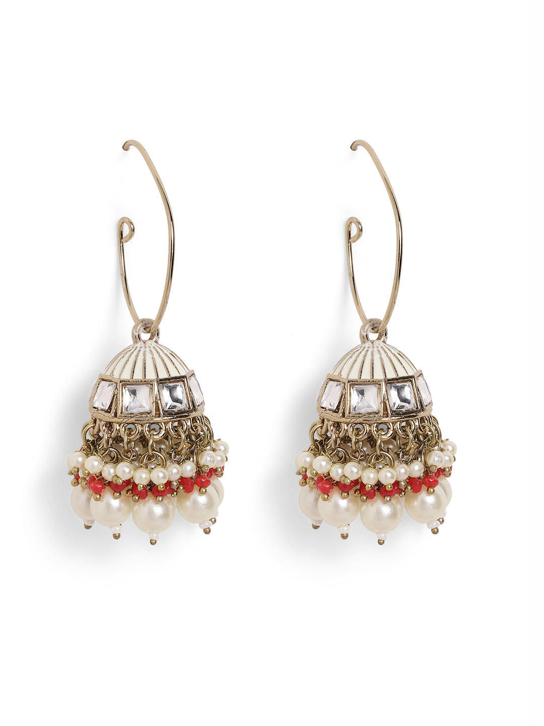 Ishin Gold Colour Gold Plated Beads Jhumka Earring
