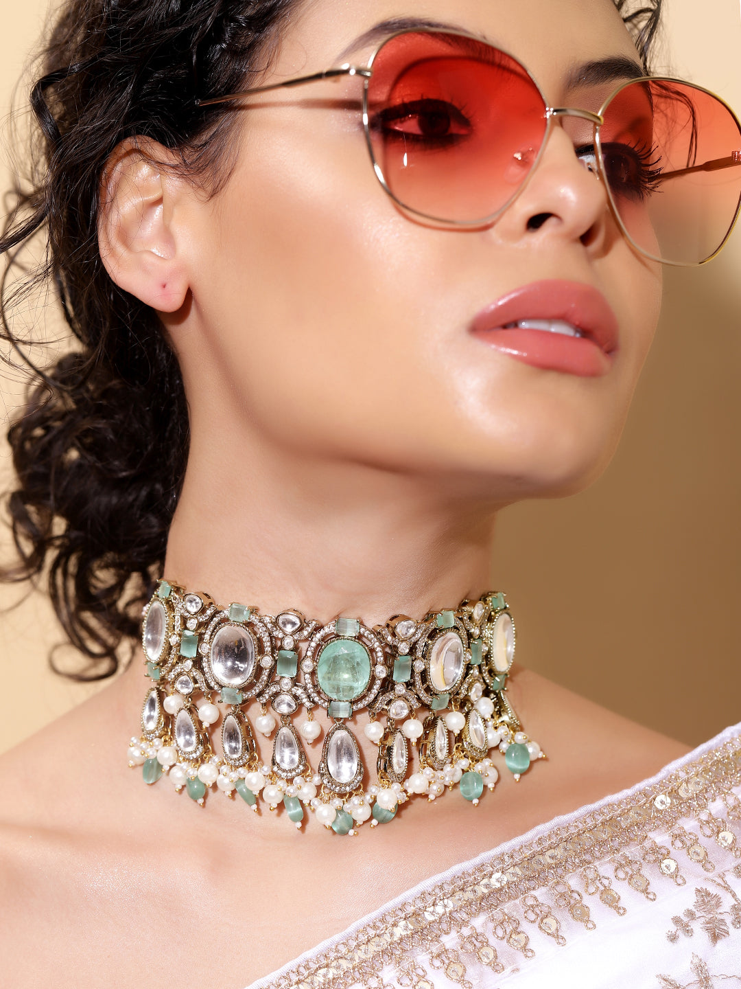 Ishin Aqua  Colour Gold Plated jewellery set