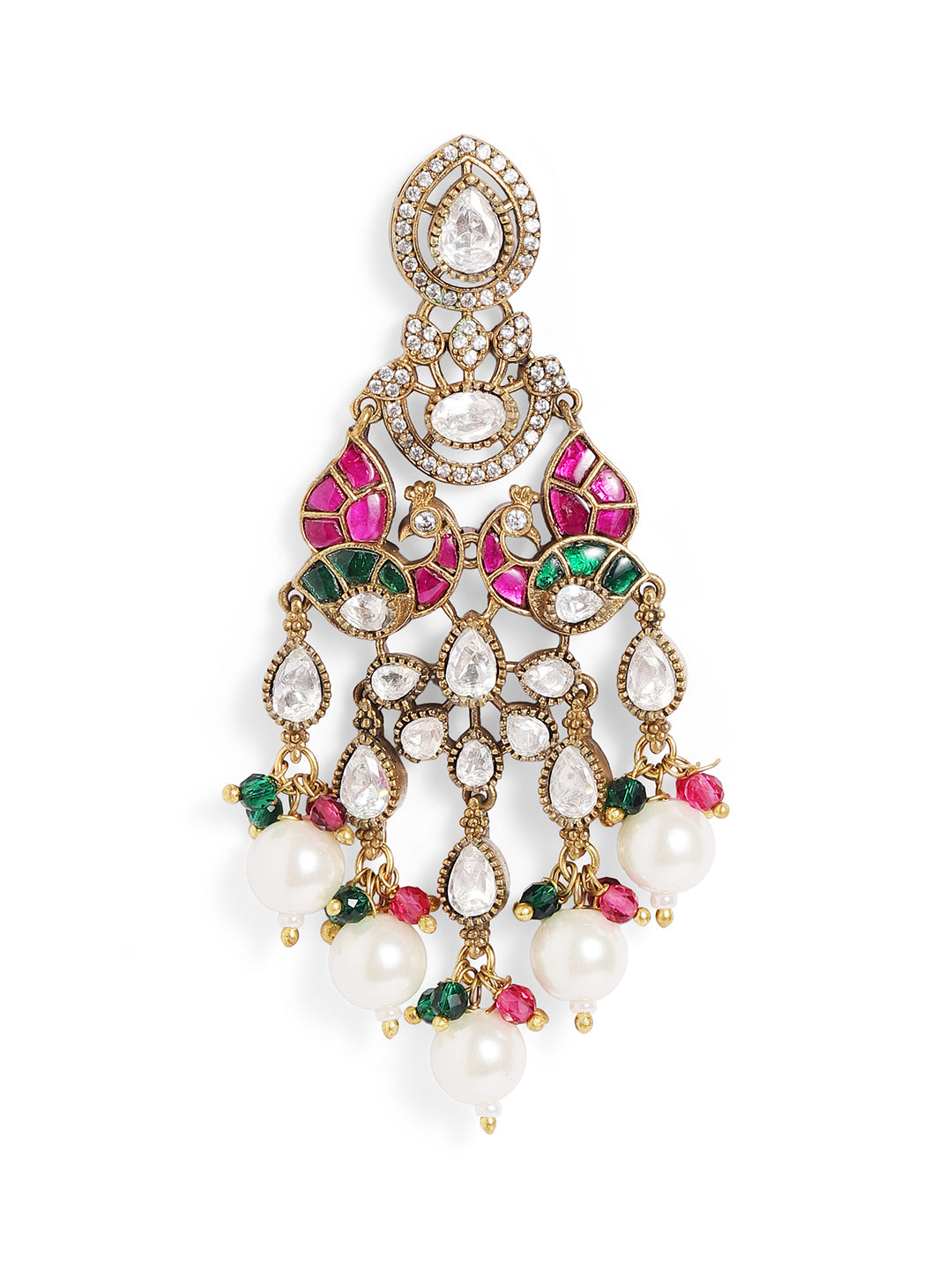 Ishin Multi  Colour Gold Plated Drop Earring