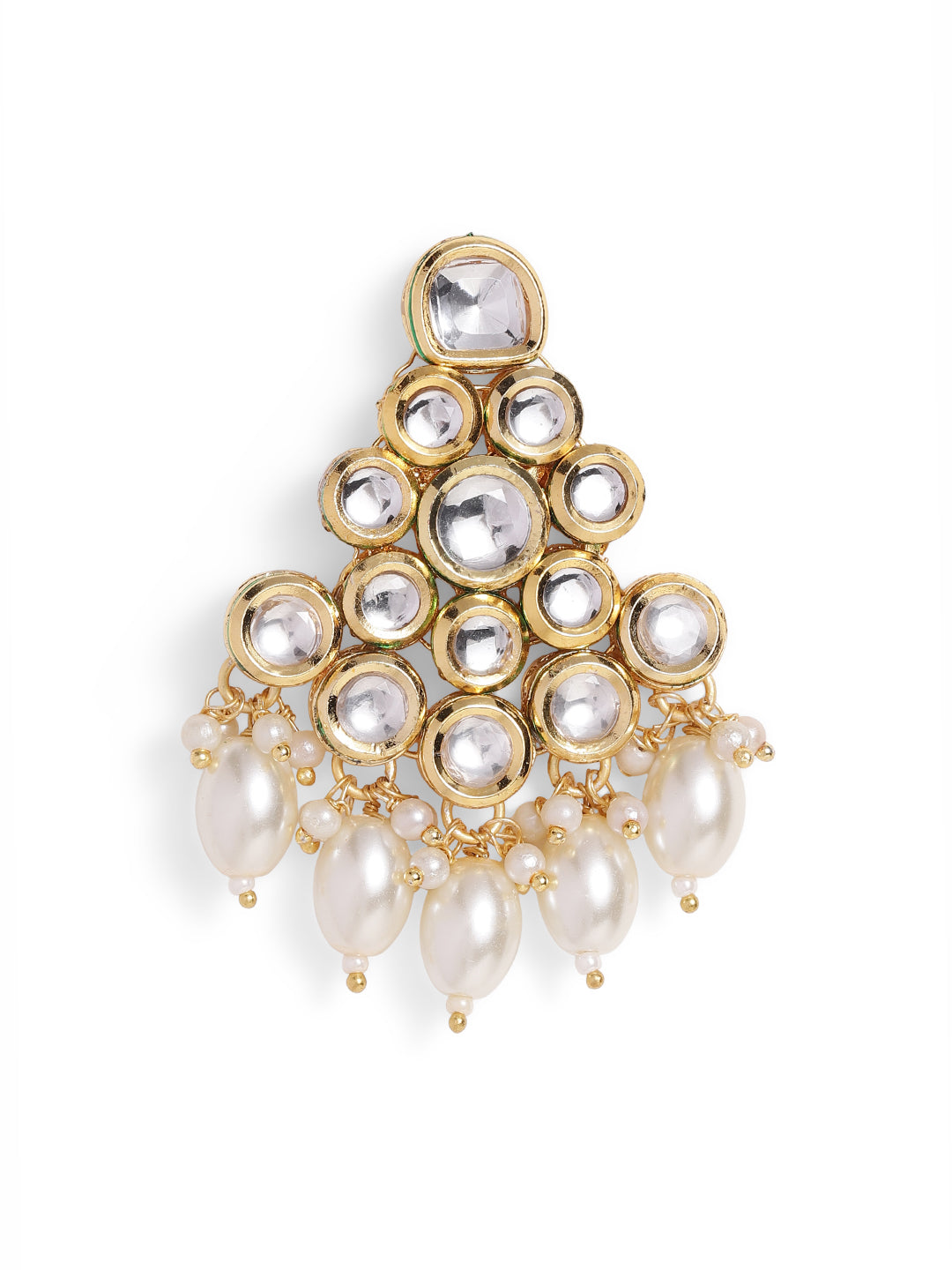 Ishin White Colour Gold plated Kundan Drop Earring