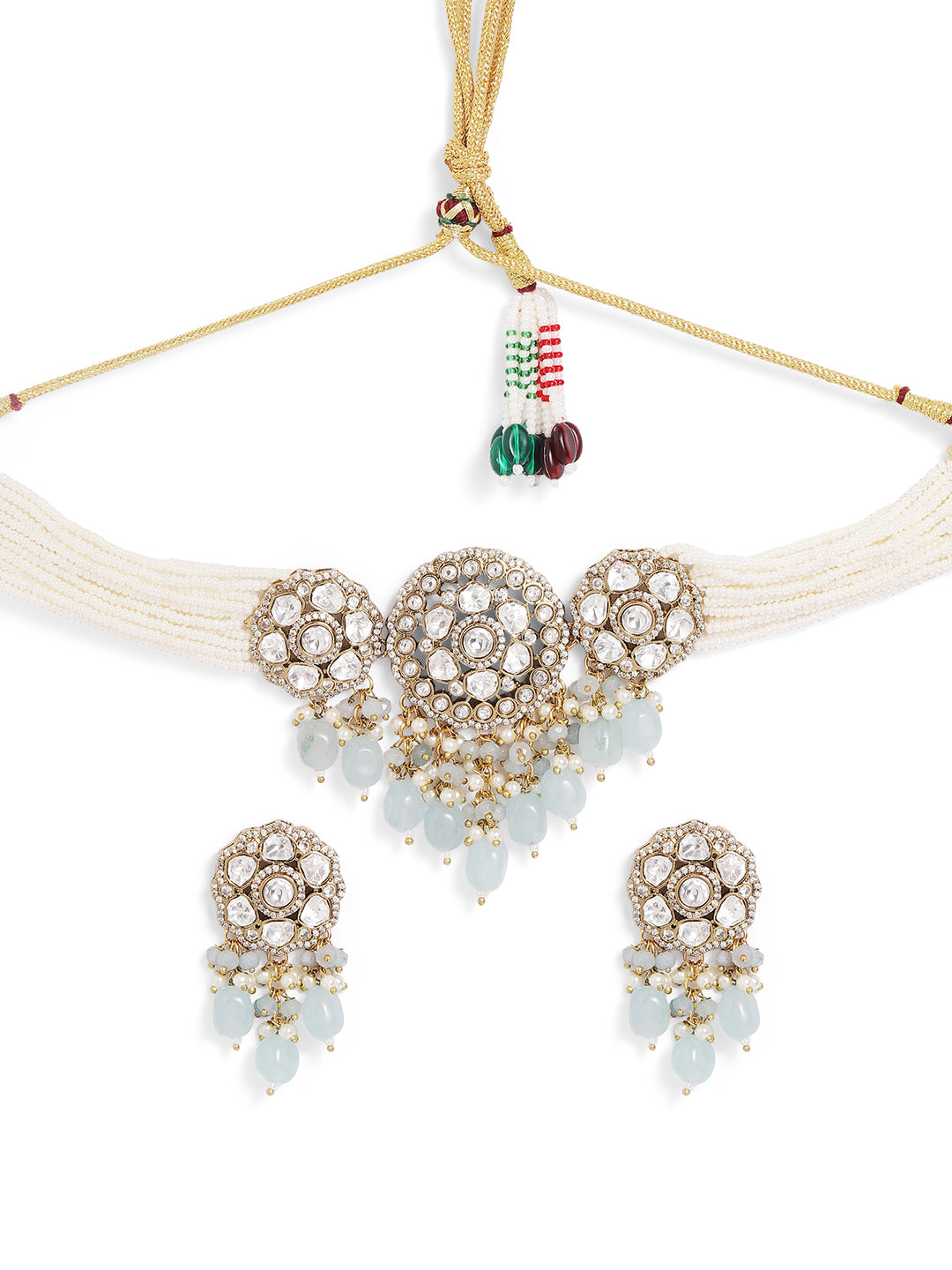 Ishin Blue  Colour Gold Plated Jewellery Set