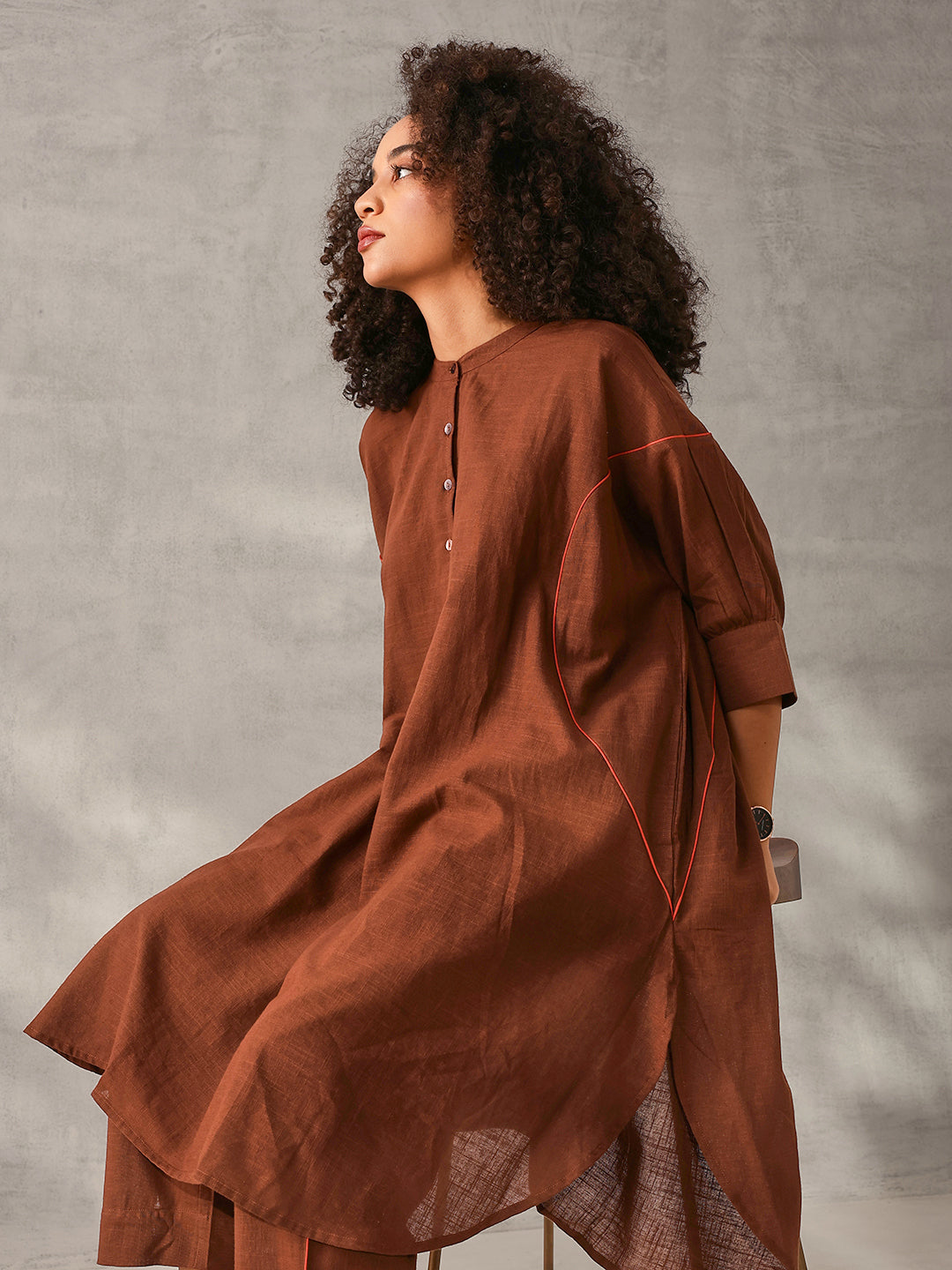 Comfy Brown Poplin Solid Relaxed Fit Co-ord set