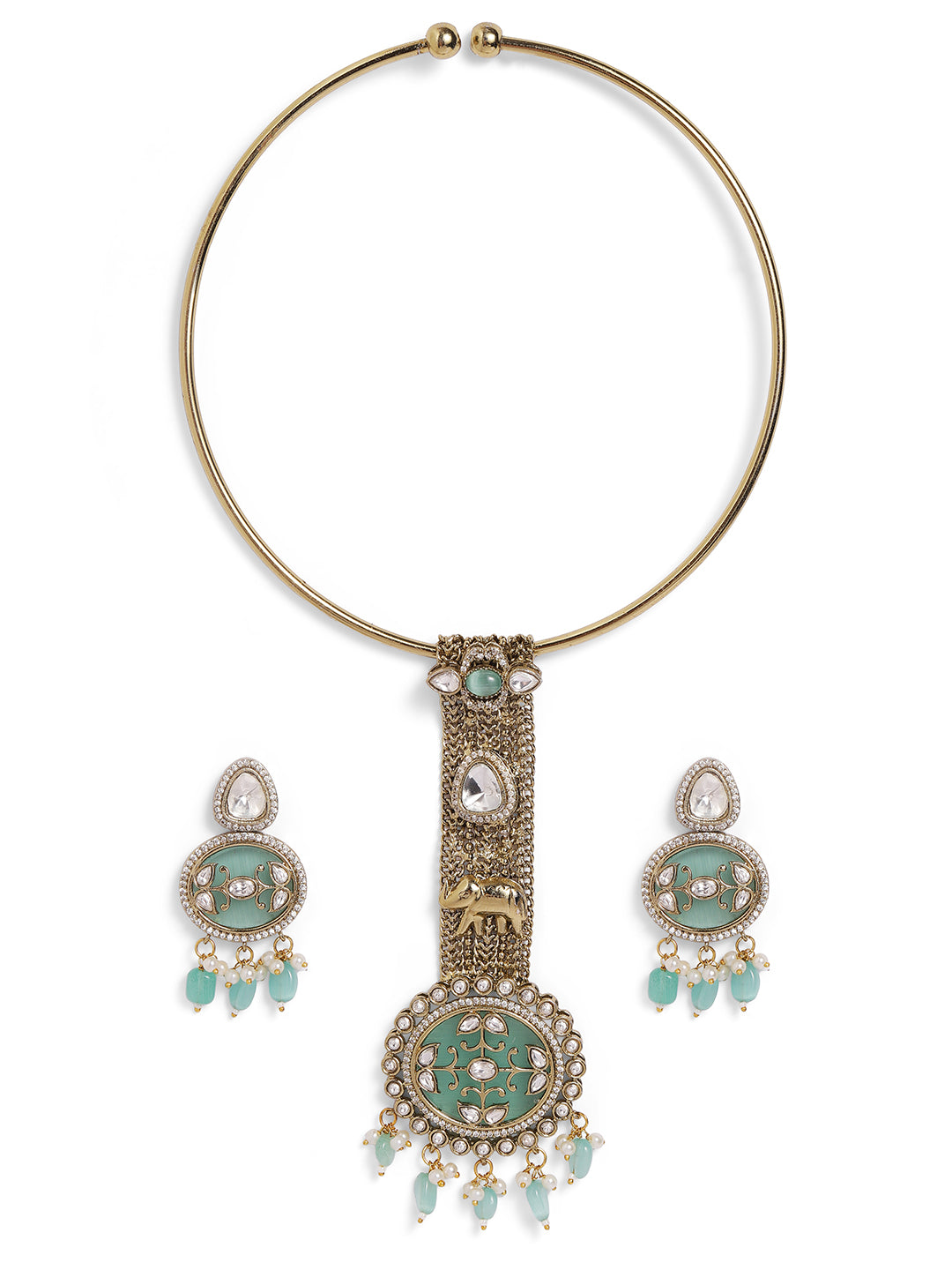 Ishin green  Colour Gold Plated Jewellery set