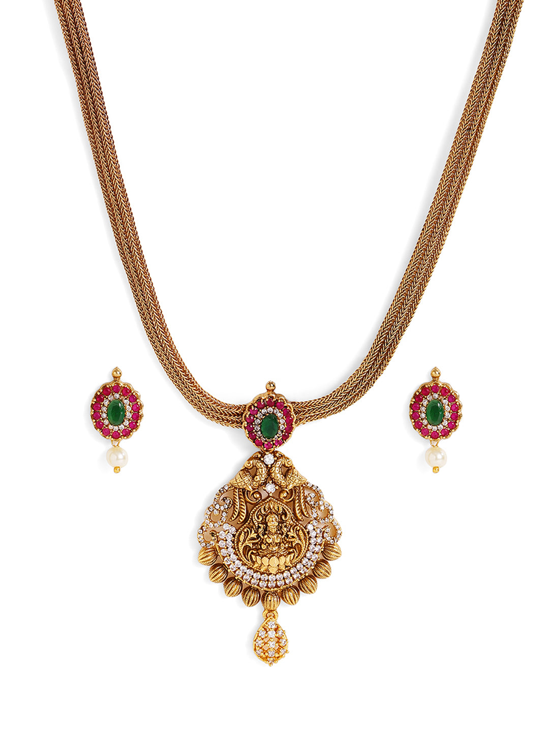 Ishin Goddess elegance Gold Plated Necklace Stud Earrings Jewellery Set