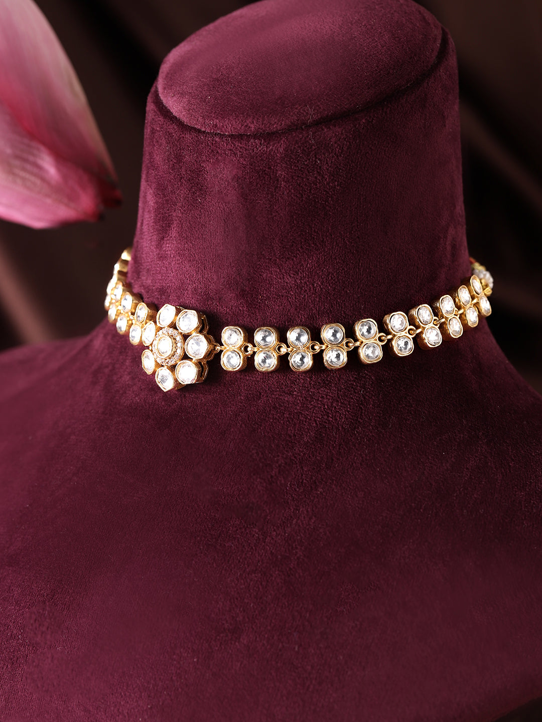 Ishin White Colour Gold Plated Artificial Stones And Beads Jewellery Set