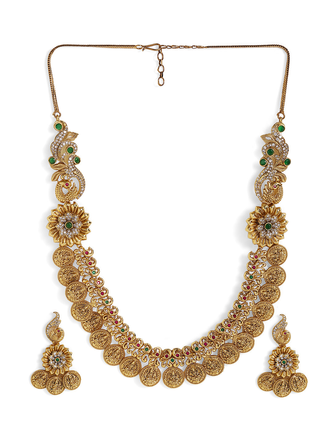 Ishin Goddess Style Gold Plated Necklace and Stud Earrings Jewellery Set