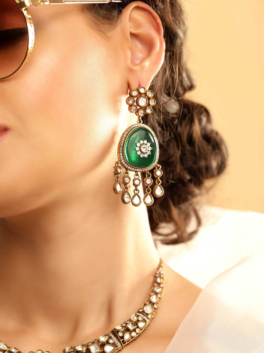 Ishin Green  Colour Gold Plated Jewellery set