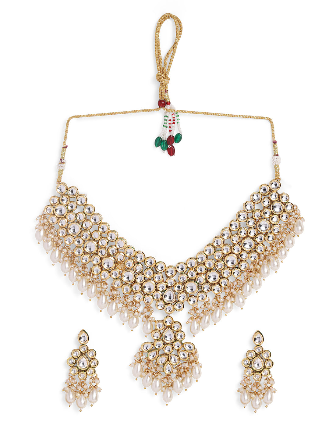 Ishin White Colour Gold plated Kundan Jewellery set