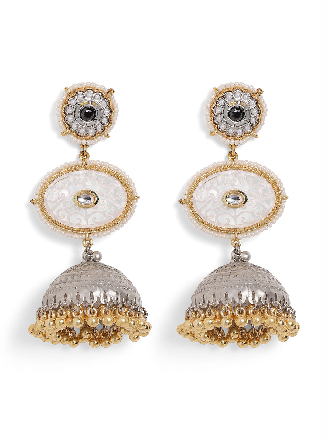Ishin Black Colour Silver Plated Jhumka Earring ER-IS-10119
