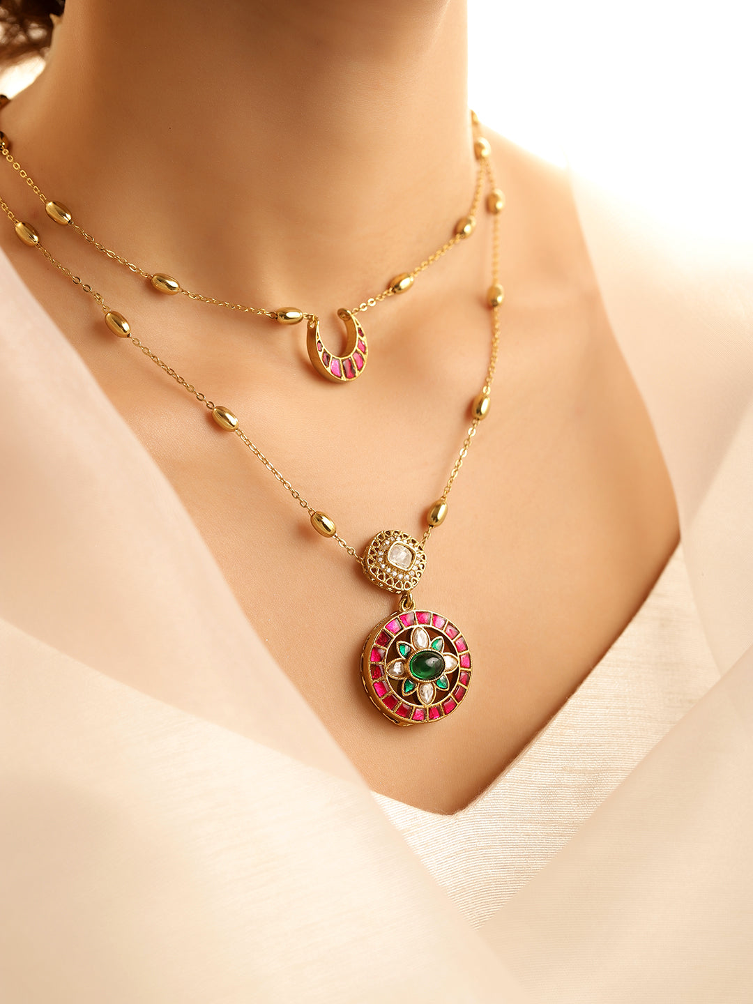 Ishin Multi  Colour Gold Plated Jewellery set