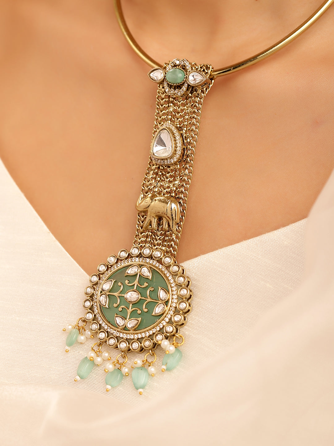 Ishin green  Colour Gold Plated Jewellery set