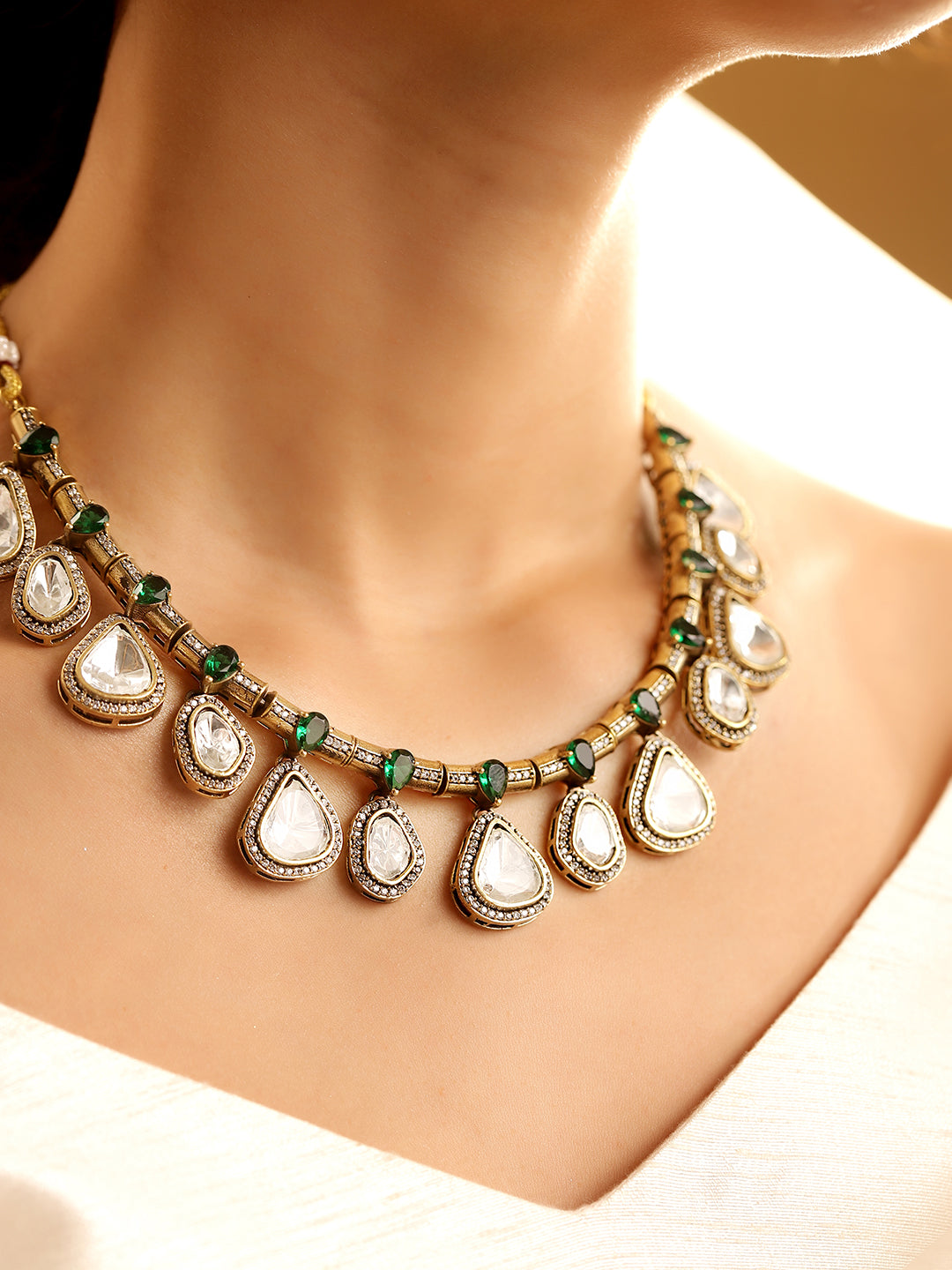 Ishin White  Colour Gold Plated Jewellery Set
