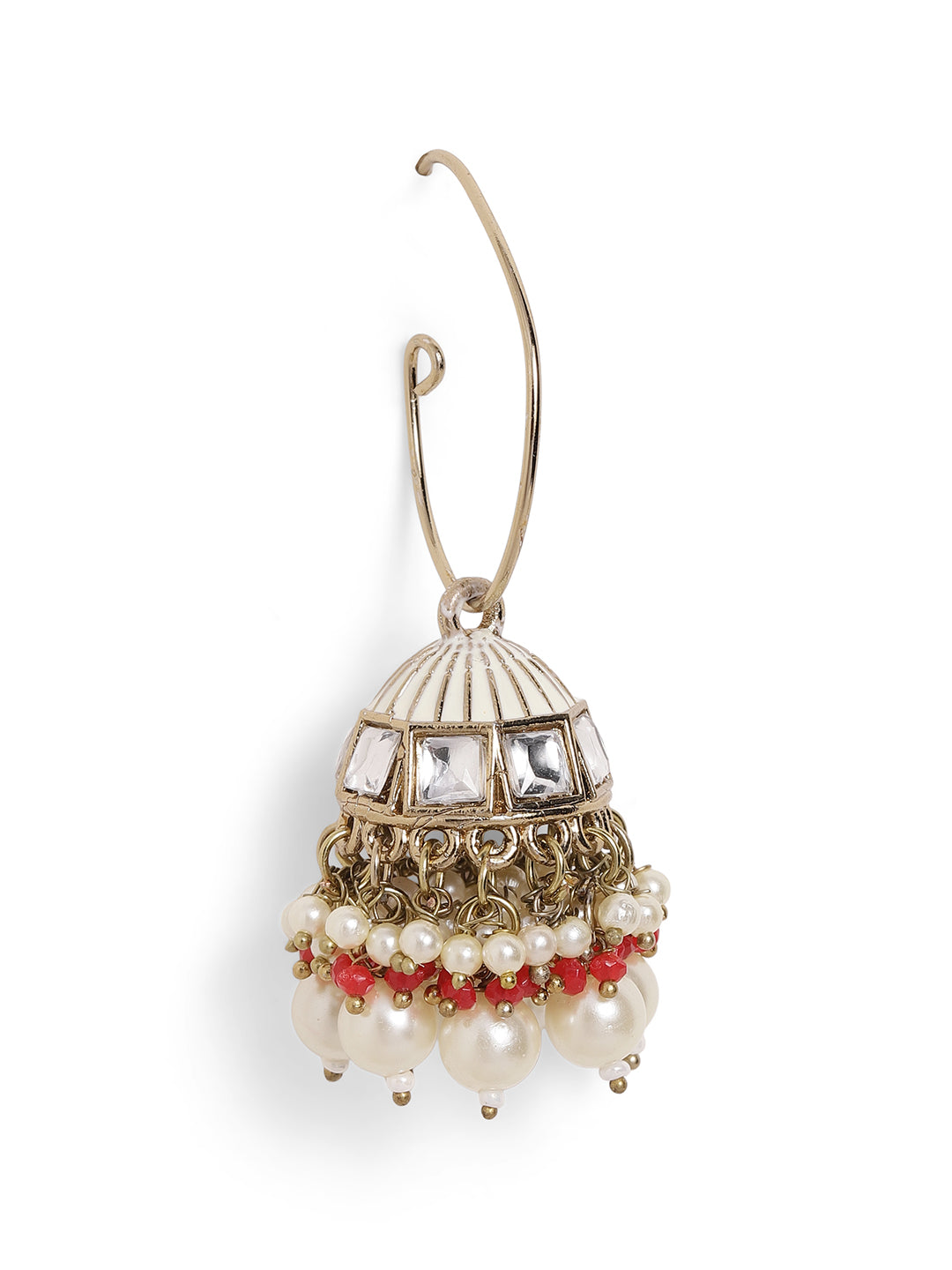 Ishin Gold Colour Gold Plated Beads Jhumka Earring