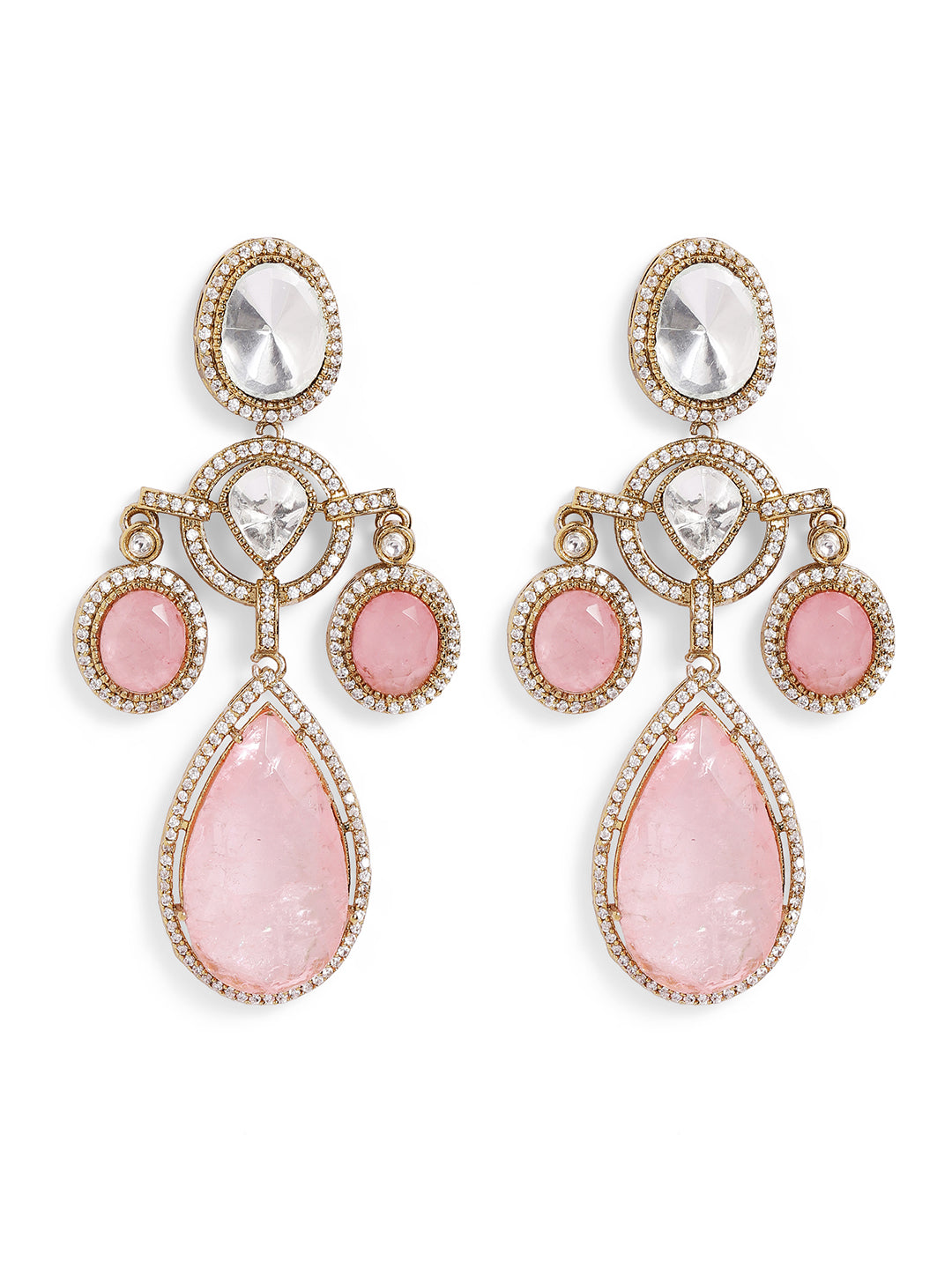 Ishin Pink  Colour Gold Plated Drop Earring