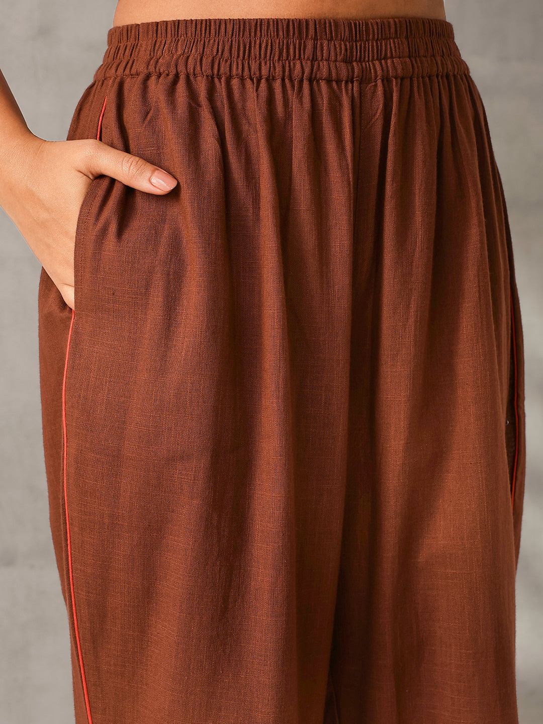 Comfy Brown Poplin Solid Relaxed Fit Co-ord set