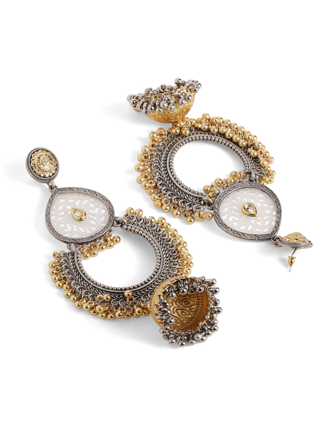 Ishin Multi Colour Silver Plated Jhumka Earring