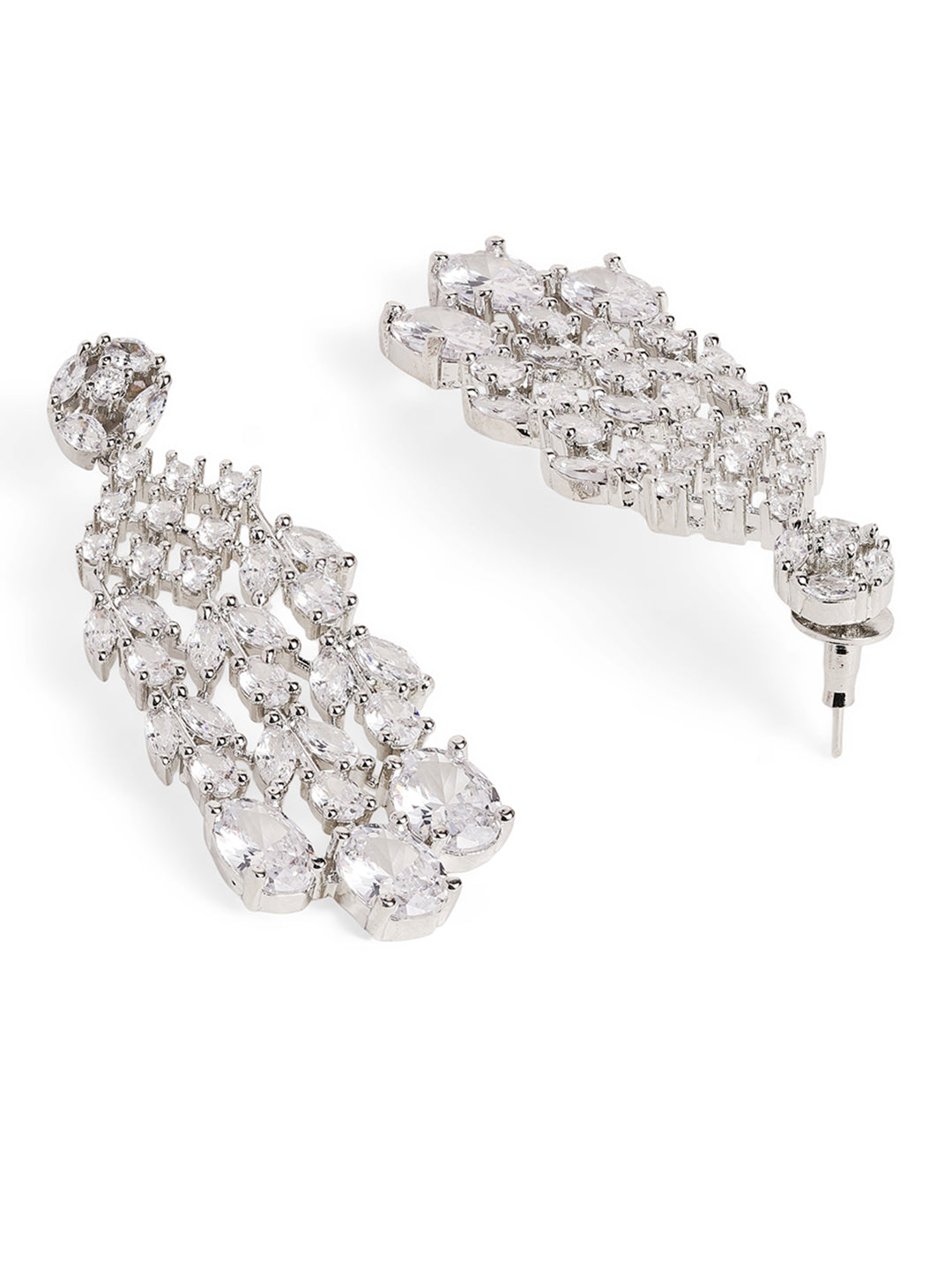 Ishin White Colour Silver Plated American Diamond Jewellery Set
