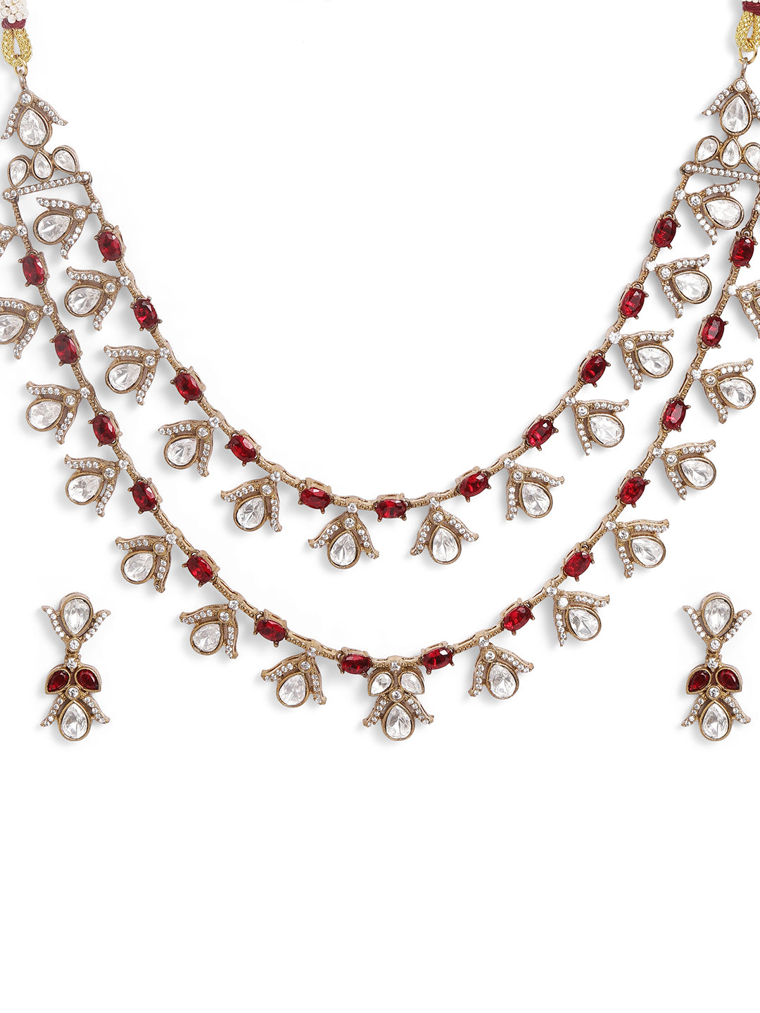 Ishin Red  Colour Gold Plated Jewellery set