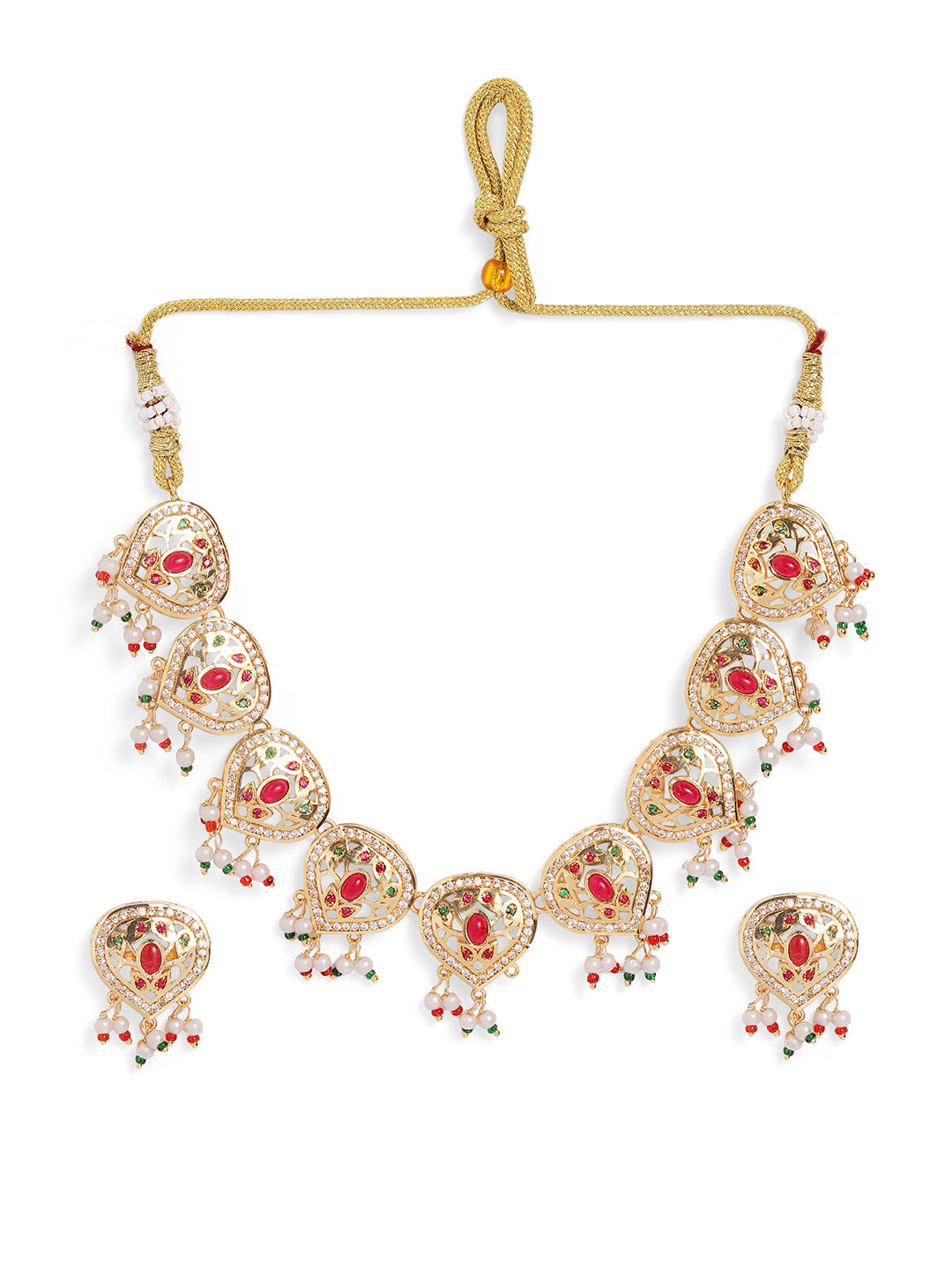Ishin Multi  Colour Gold Plated Jewellery set