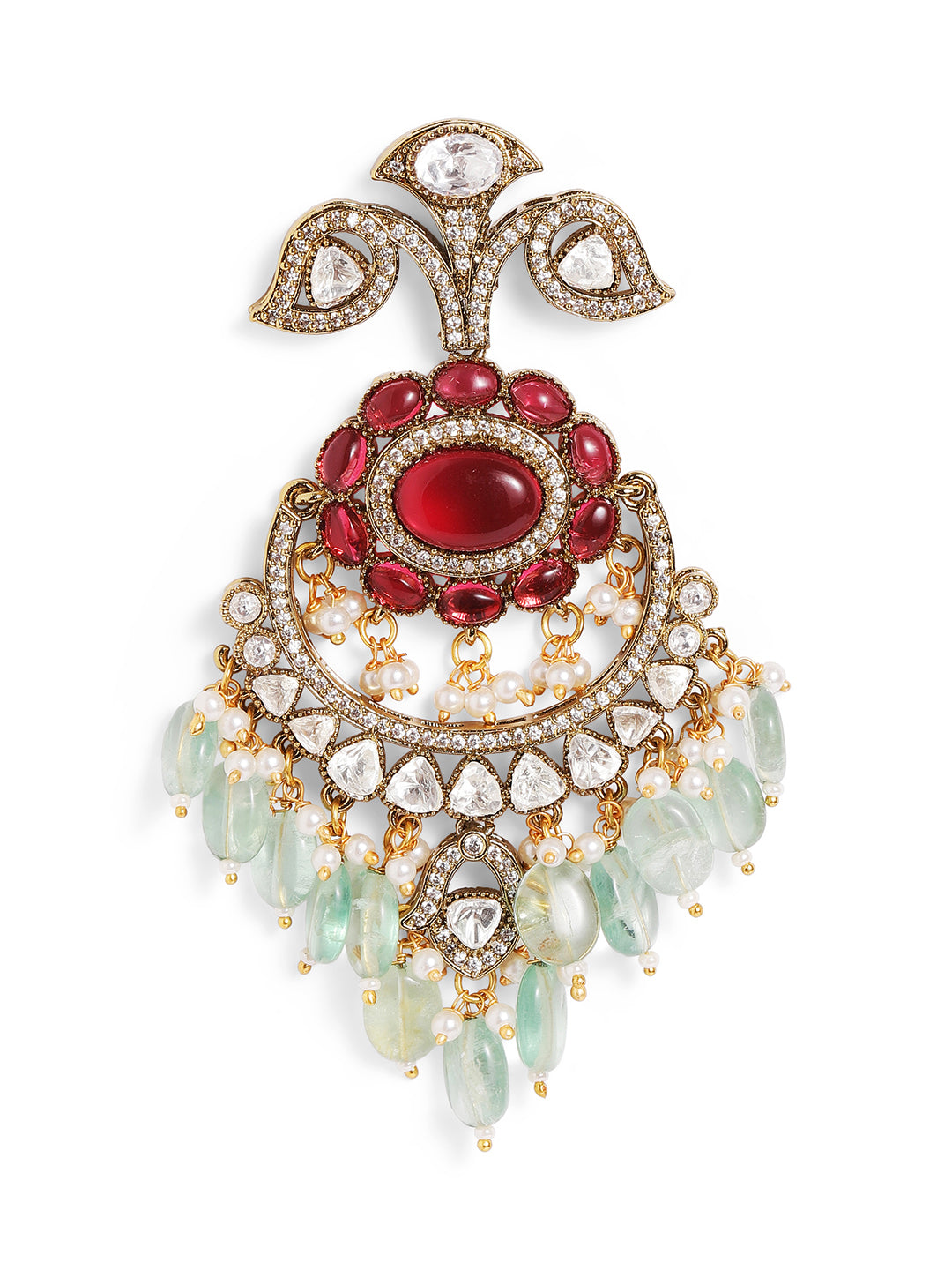 Ishin Multi  Colour Gold Plated Chandbali Earring