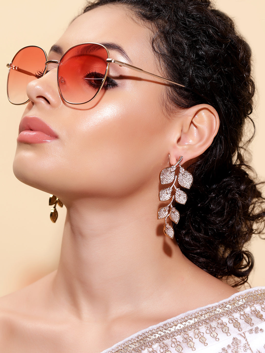 Ishin White  Colour Gold Plated AD Drop Earring