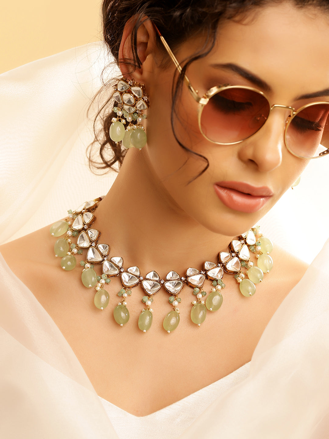 Ishin Green  Colour Gold Plated Jewellery Set