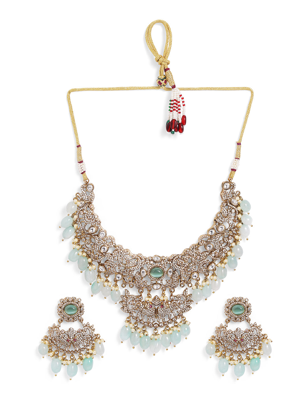 Ishin Blue  Colour Gold Plated Jewellery Set