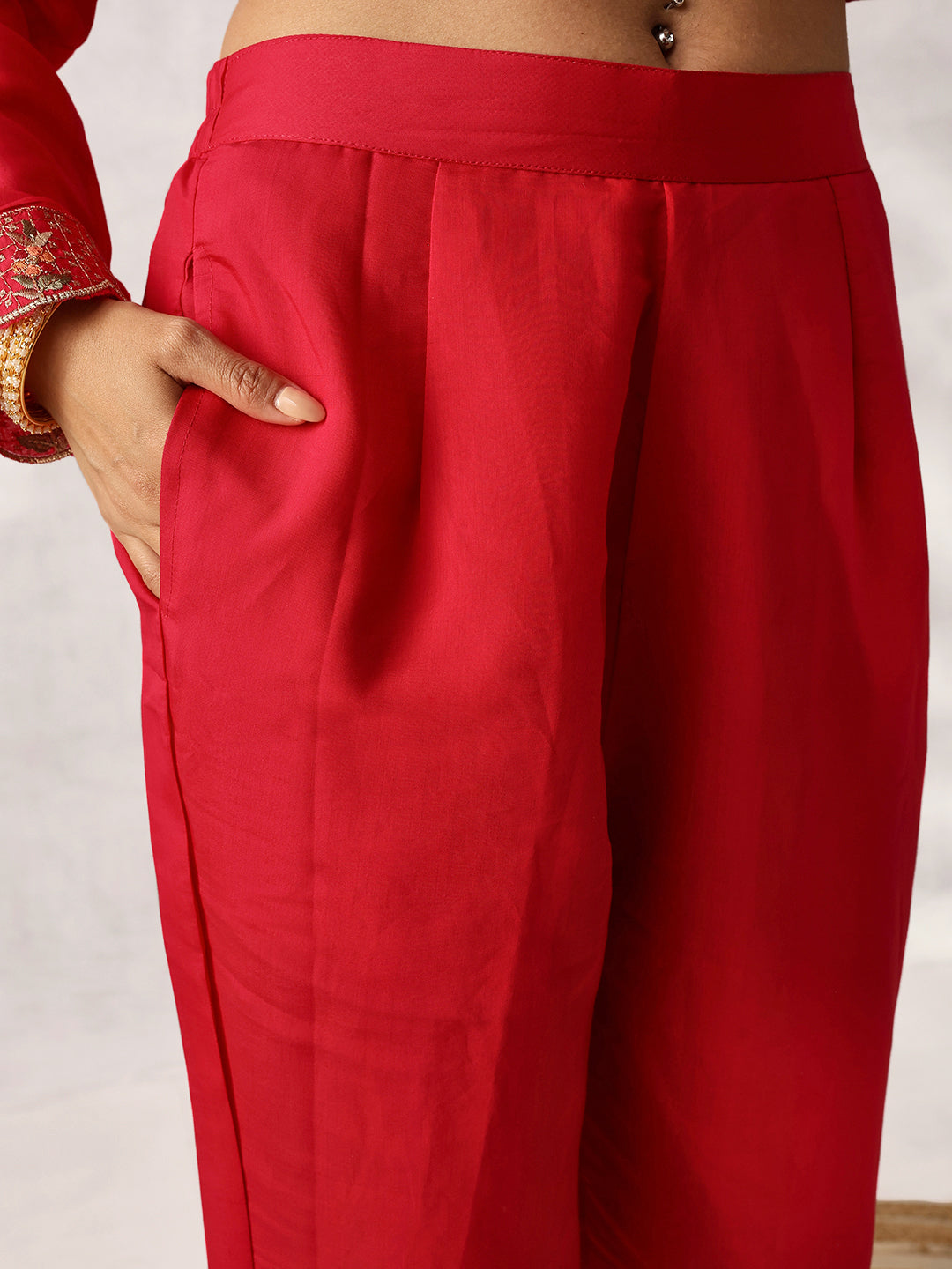 Soft Pink Roman Silk Embroidered Straight Fit Kurta Set with Dupatta