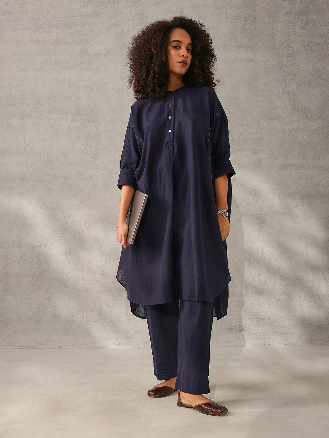 Comfy Brown Poplin Solid Relaxed Fit Co-ord set