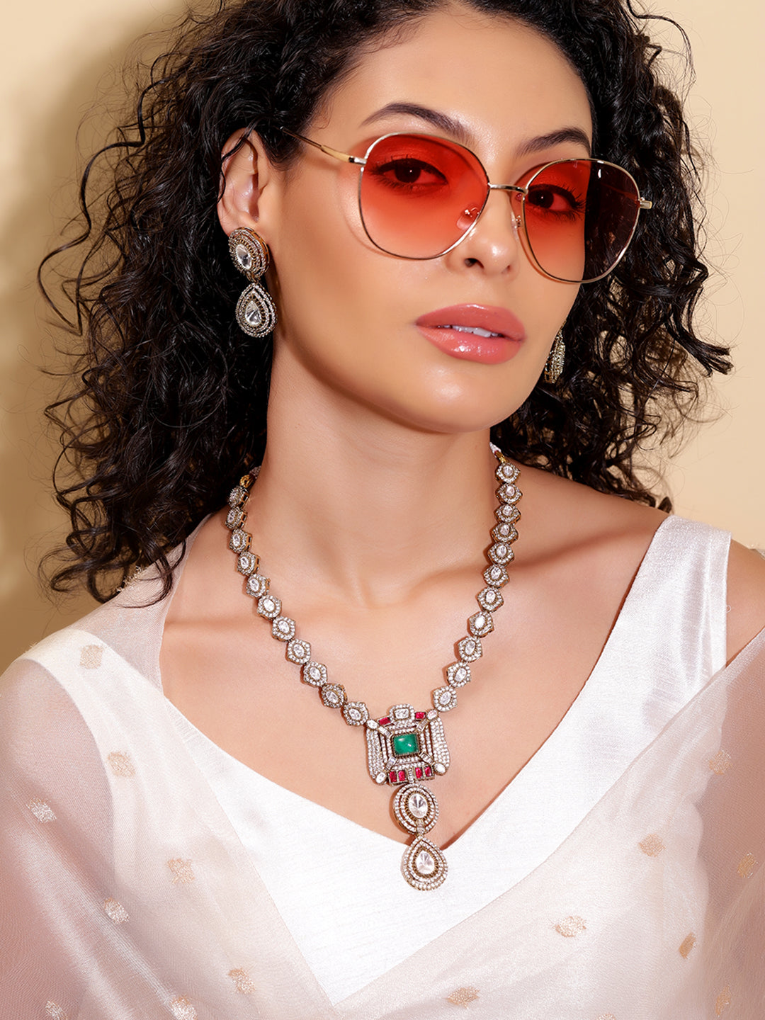 Ishin green  Colour Gold Plated Jewellery set
