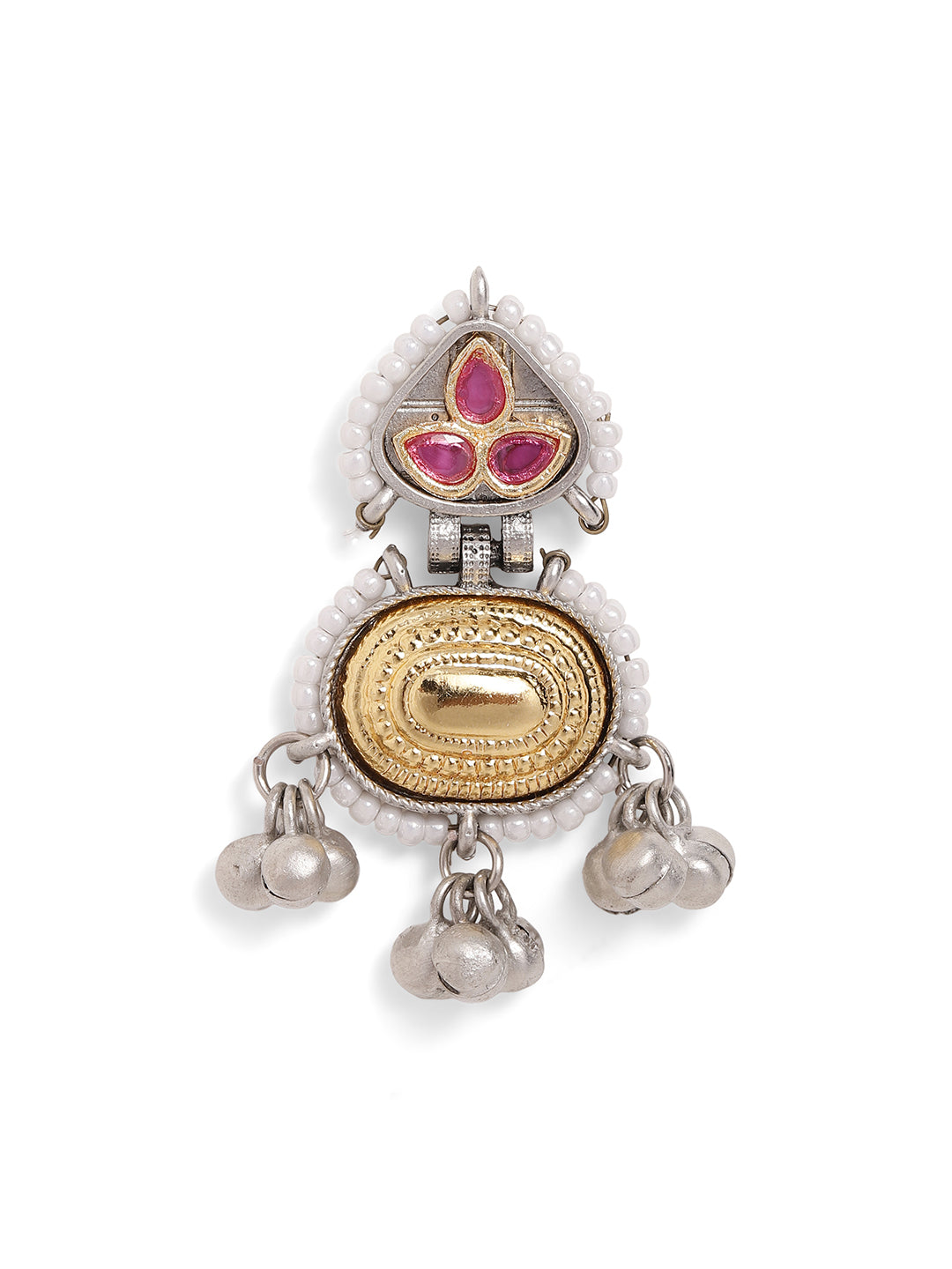 Ishin Pink Colour Silver Plated Beads Drop Earring