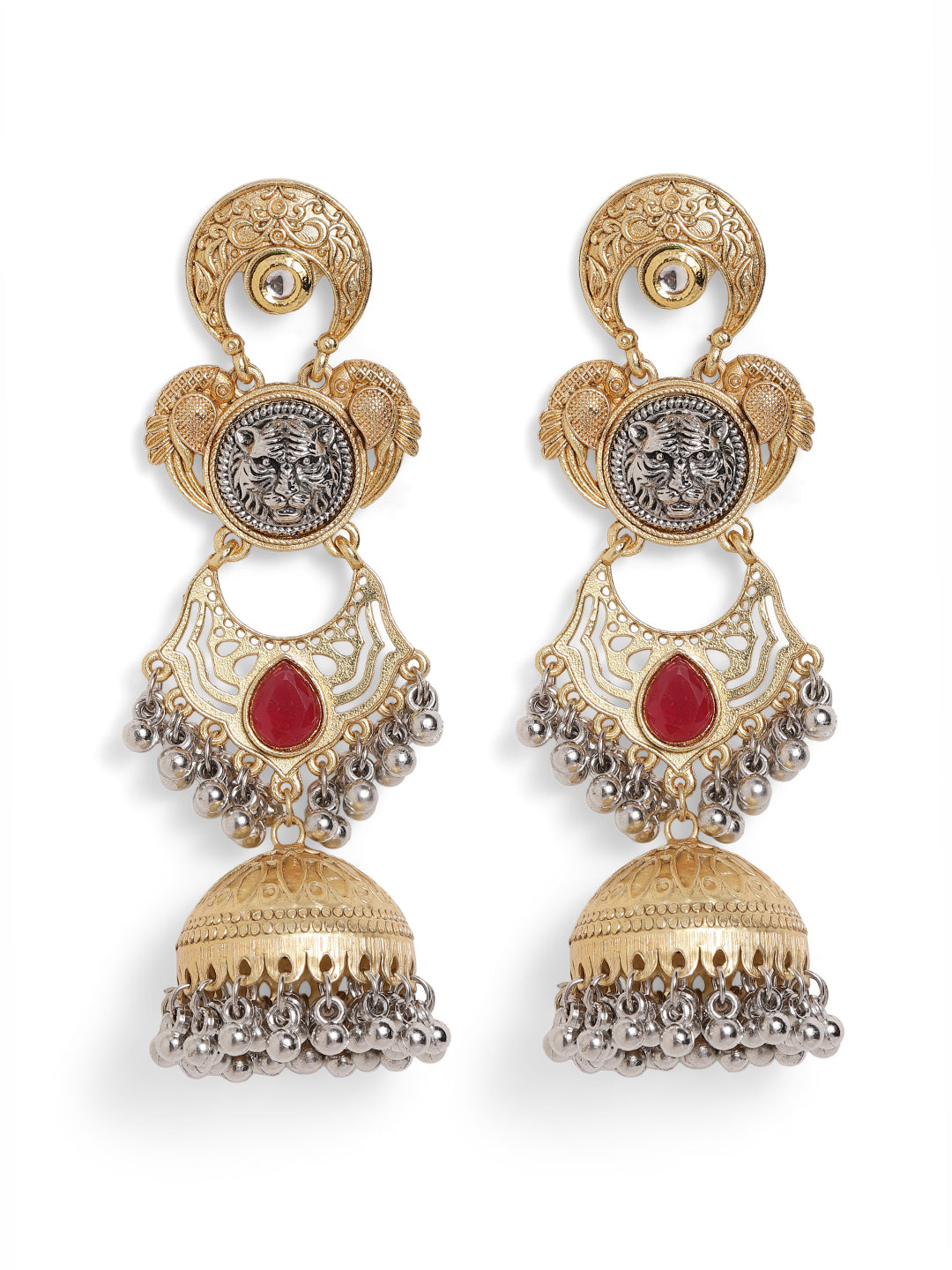 Ishin Pink Colour Gold Plated Jhumka Earring
