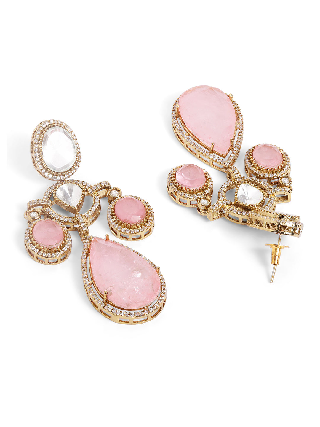Ishin Pink  Colour Gold Plated Drop Earring
