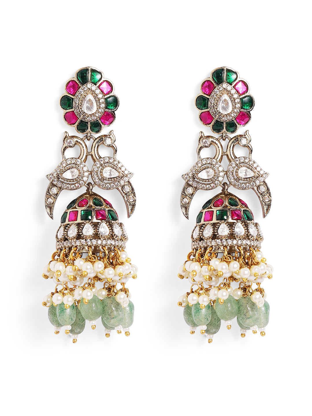 Ishin Multi  Colour Gold Plated Jhumka Earring