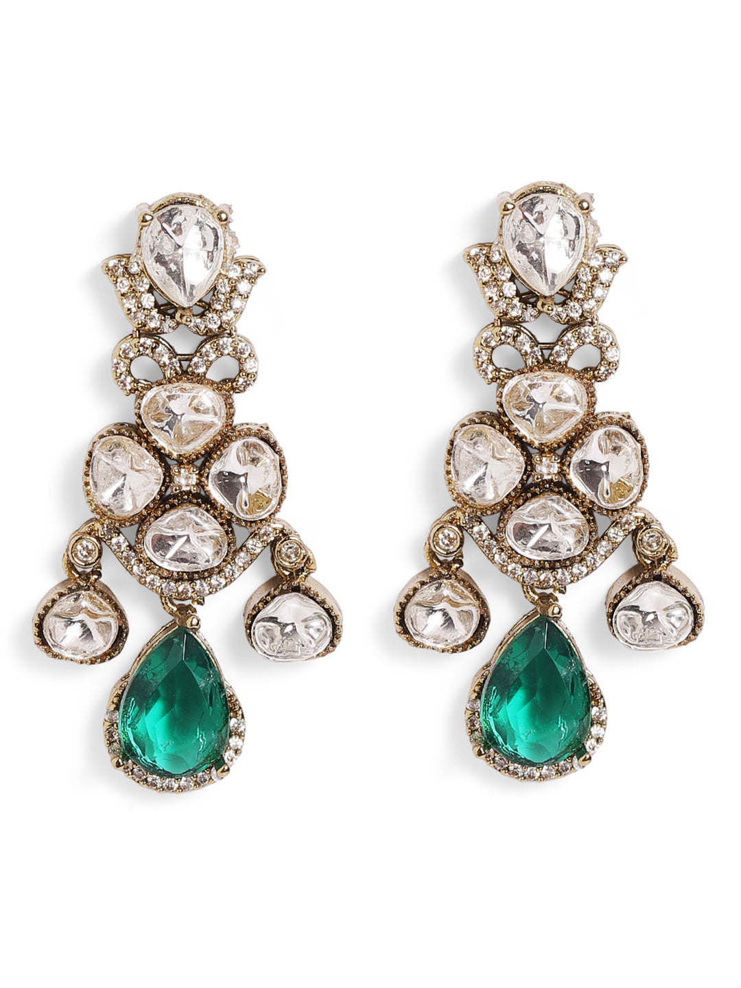 Ishin green  Colour Gold Plated Drop Earring